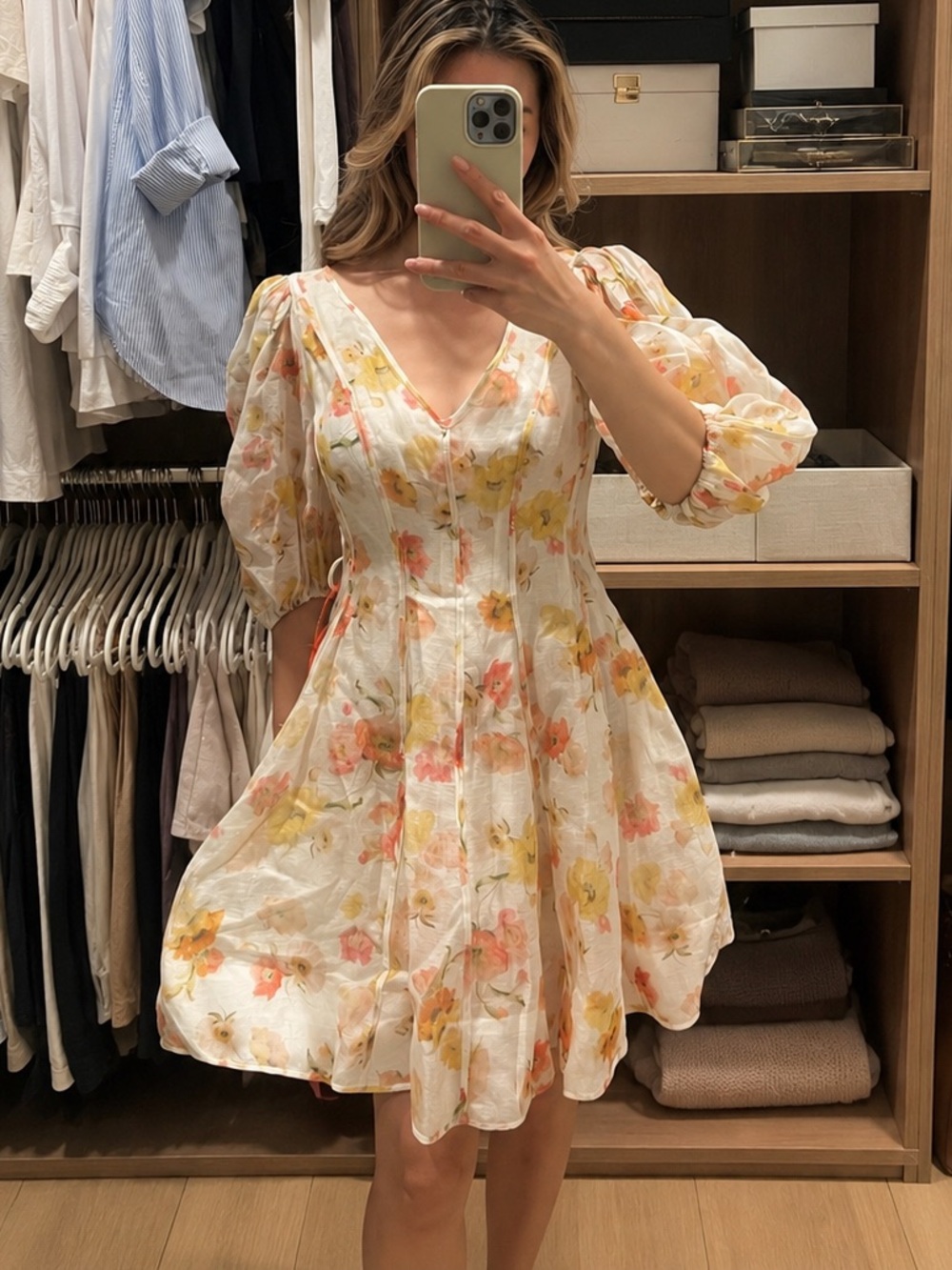 Zimmermann NWT Floral Linen Blend Dress with Detachable Belt Size 1 fits US 4-6 - Picture 3 of 6